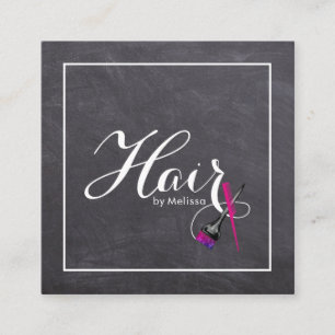 Menu Board Style Hair By Name QR Code Square Business Card
