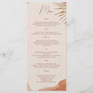 Menu boho terracota wedding