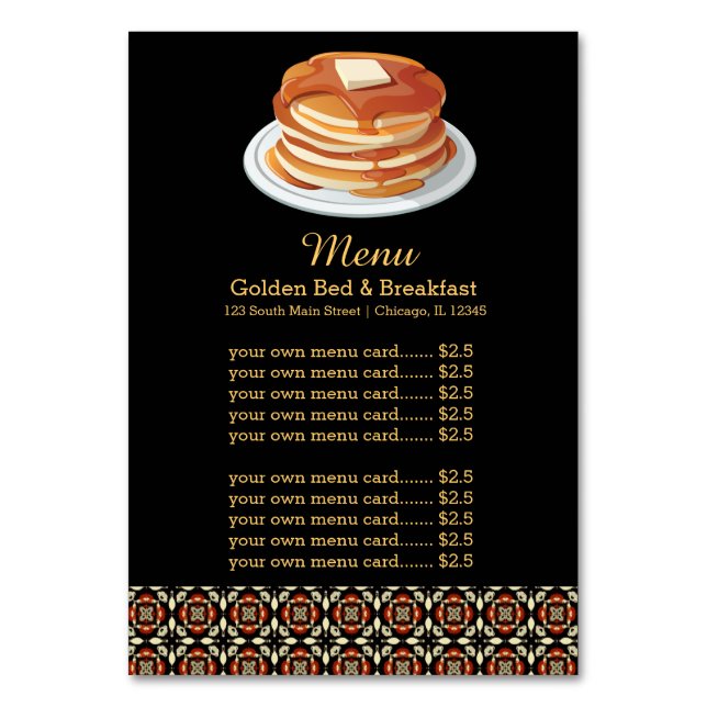 Menu Breakfast Table Number (Front)