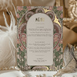 Menu Card Art Nouveau Wedding Gold Accents<br><div class="desc">Embrace the timeless elegance of the Art Nouveau era with this beautifully crafted wedding invitation. The front of the invitation features a harmonious blend of blush pink and sage green floral arrangements, encircling a monogram that elegantly combines the couple's initials in a gold-tone. On the reverse, the invitation unfolds a...</div>