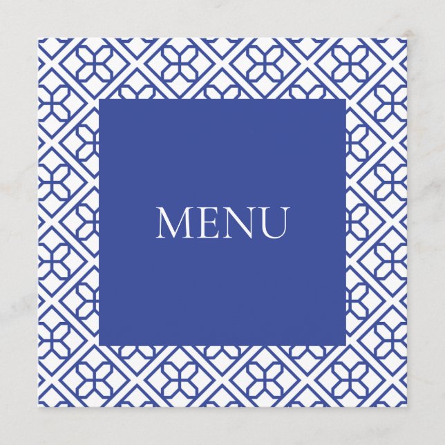 MENU CARD BLUE AND WHITE BORDER  (Front)