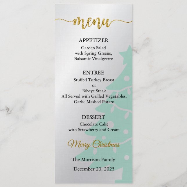 Menu Card, Christmas Menu, Dinner, Lunch Invitation (Front)