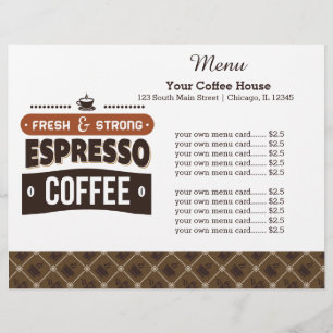 Menu card coffee house