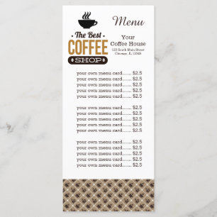 Menu card coffee house