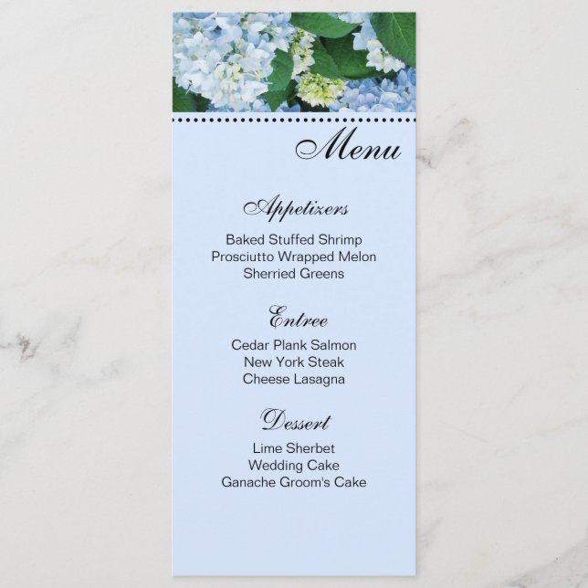 Menu Card Hydrangeas (Front)