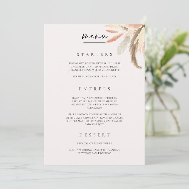 Menu Card Placement Wedding Dinner Catering C100 (Standing Front)