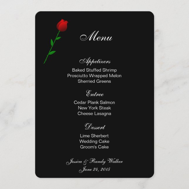Menu Card Red Rose (Front)