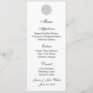Menu Card Silver Floral Circle