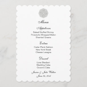 Menu Card Silver Floral Circle