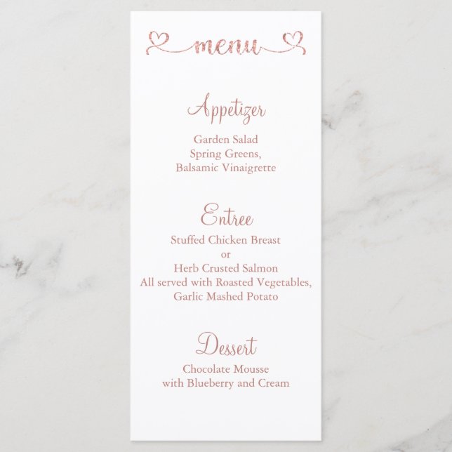 Menu Card, Wedding Menu, Dinner Menu (Front)