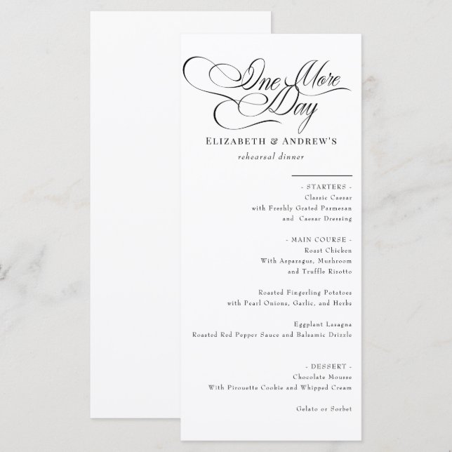 Menu Card | Wedding Rehearsal Dinner Menu (Front/Back)