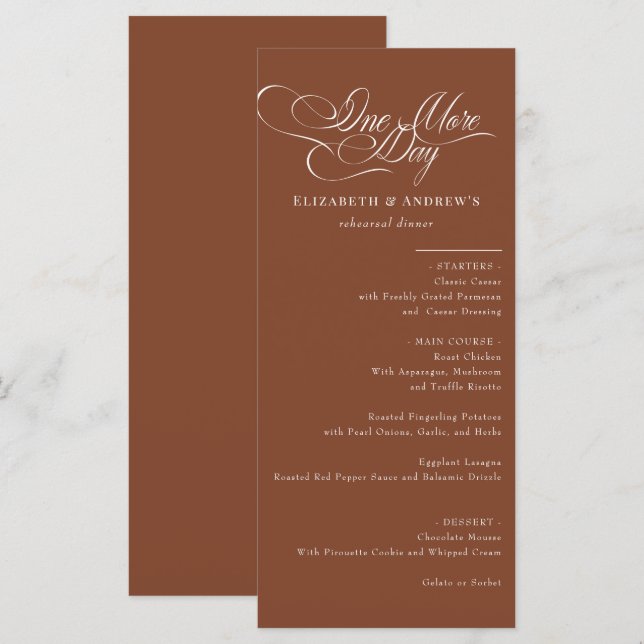 Menu Card | Wedding Rehearsal Dinner Menu (Front/Back)