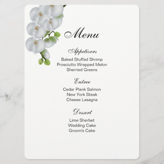 Menu Card-White Orchids (Front)