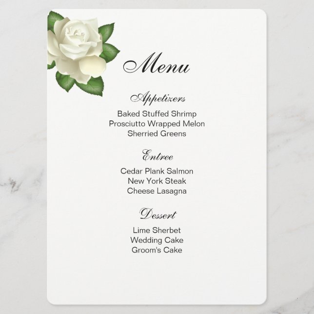 Menu Card-White Rose (Front)