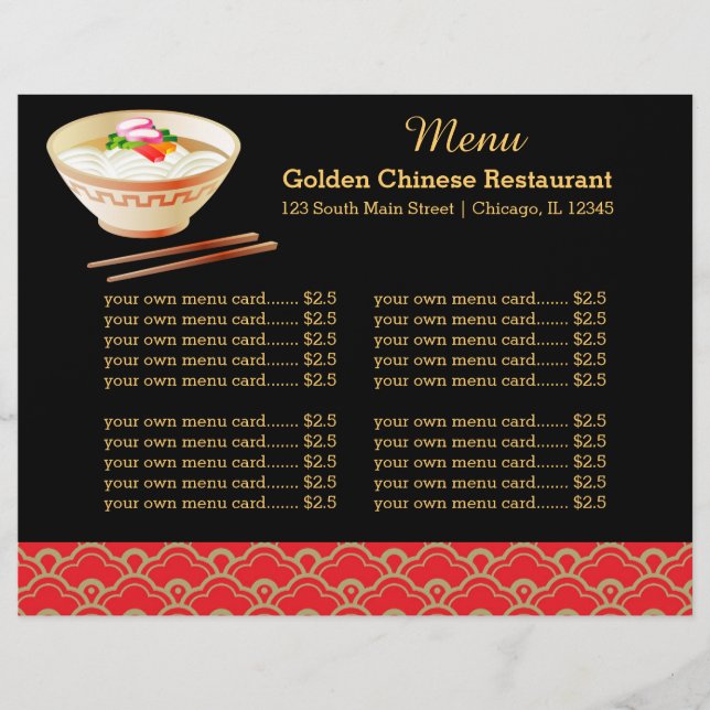 Menu Chinese restaurant (Front)