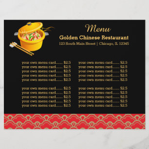 Menu Chinese restaurant