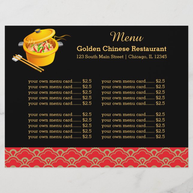 Menu Chinese restaurant (Front)
