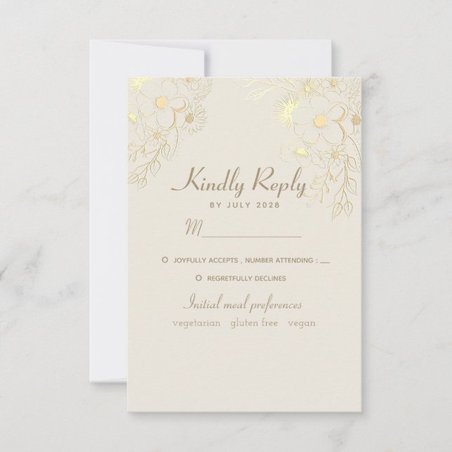 Menu Choice Gold Wedding RSVP Card (Front)