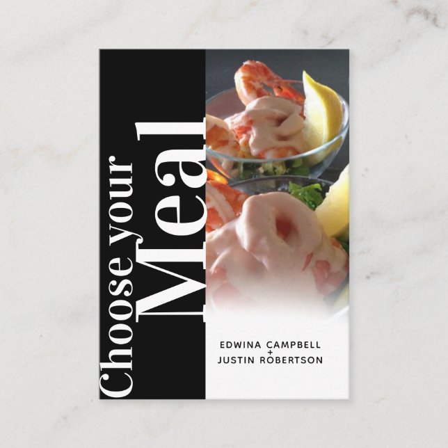 Menu choice meal options bold text black photo (Front)
