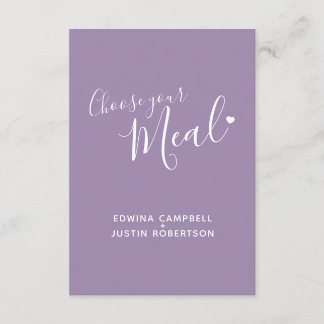 Menu choice meal options script text purple (Front)