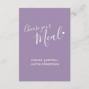 Menu choice meal options script text purple