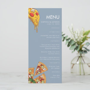 Menu Dusty Blue PIZZA Modern Minimal Wedding