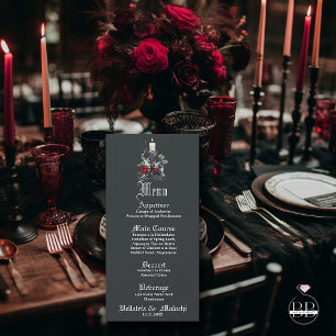Menu Elegant Goth Floral Crimson Rose Candle