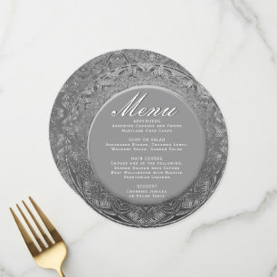 Menu Elegant Silver Ornate