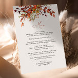 Menu FALL Script Seasonal Wedding<br><div class="desc">Editable Fall Wedding Stationery using a Modern Script Font and Burnt Orange Colors. Easily edit wording, font type, font size, font color, line and text spacing, background, and more right in your browser! You can tailor everything to match your event scheme. While the foundations of the design have been created...</div>