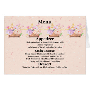 Menu for Peach Rustic Floral Wedding