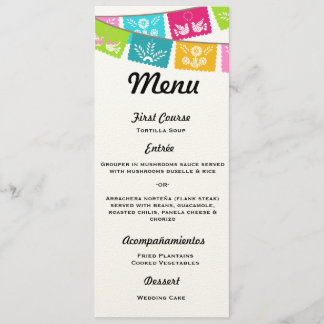 Menu for Wedding or Fiesta