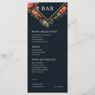 Menu has a gorgeous vintage floral style 