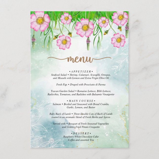 Menu Little Wildflower Is On The Way Baby Shower (Front)