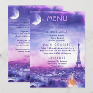 Menu + lovely text Amour Éternel
