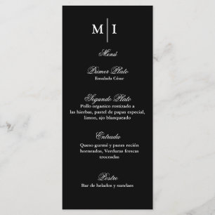 Menu minimalista colour negro para cualquier event