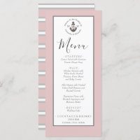 Menu Nautical-Themed Floral Anchor Dusty Rose Pink