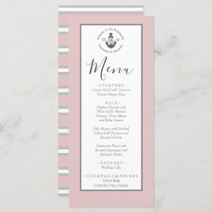 Menu Nautical-Themed Floral Anchor Dusty Rose Pink