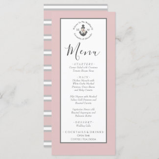 Menu Nautical-Themed Floral Anchor Dusty Rose Pink