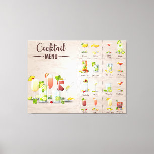 Menu of Alcohol Drink Canvas Print