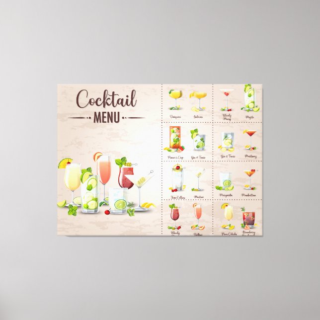  Menu of Alcohol Drink Canvas Print (Front)