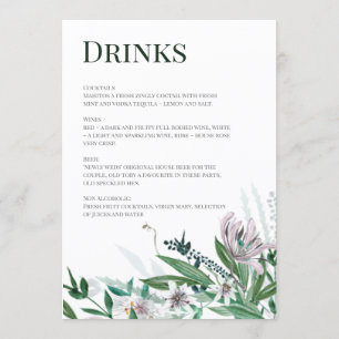 Menu Poets Garden, Wild Bouquet Invitation