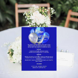 Menu program royal blue white balloons budget