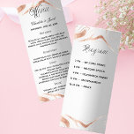 Menu program silver rose gold marble wedding<br><div class="desc">Personalise and add your names,  the wedding date,  the menu and evening program. A faux silver looking background,  with rose gold marble veins. Black text.</div>