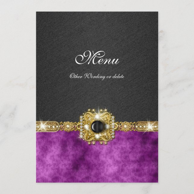 menu purple black damask bling fashion (Front)