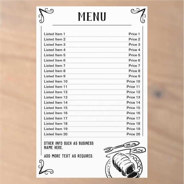 Menu Sheet to use as a Template (Creator Uploaded)
