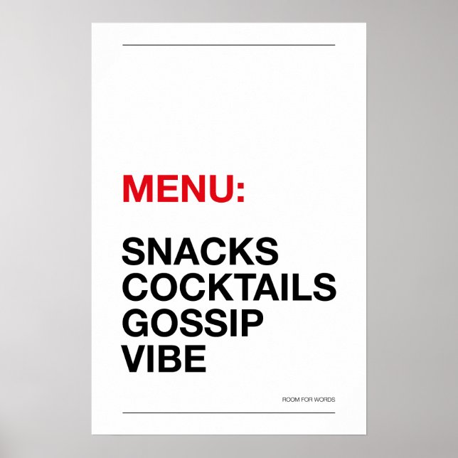 MENU: SNACKS – Funny Kitchen Poster (Front)