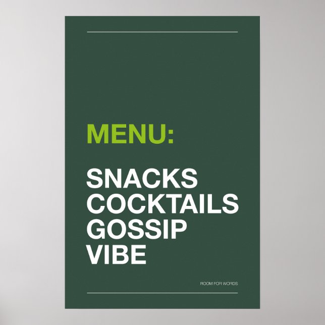 MENU: SNACKS – Funny Kitchen Poster (Front)