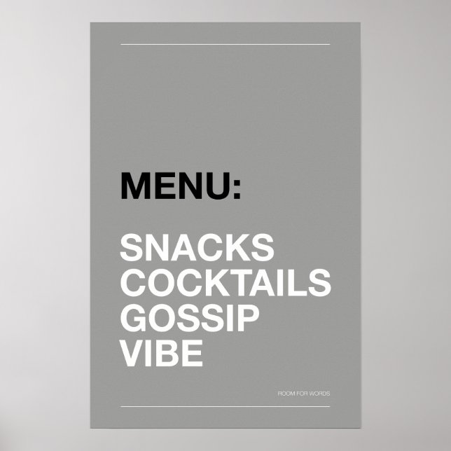 MENU: SNACKS – Funny Kitchen Poster (Front)