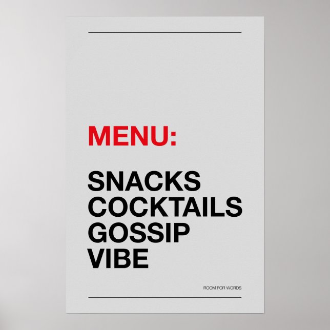 MENU: SNACKS – Funny Kitchen Poster (Front)