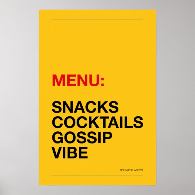 MENU: SNACKS – Funny Kitchen Poster (Front)